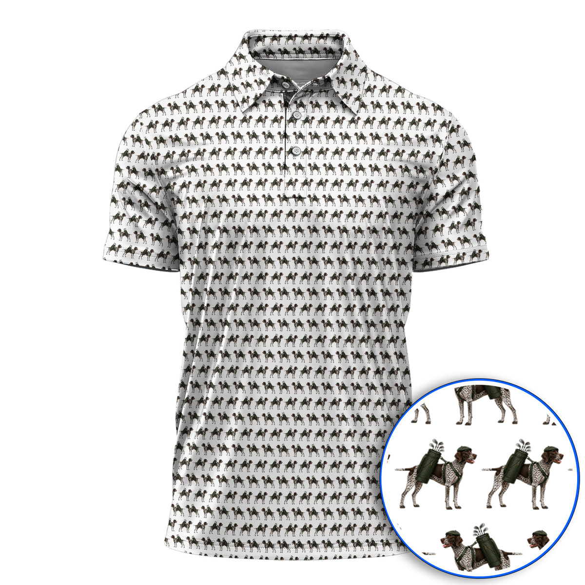 Crazy German Shorthaired Pointer Golf Shirt, Pointer Pattern Golf Polos, Golf Gift For Golfer