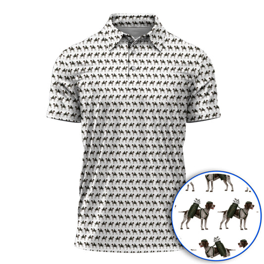 Crazy German Shorthaired Pointer Golf Shirt, Pointer Pattern Golf Polos, Golf Gift For Golfer