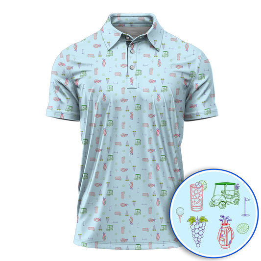 Transfusion Drink Golf Polos, Golf Cocktail Pattern Golf Shirt, Cool Golf Lover Apparel For Golfer