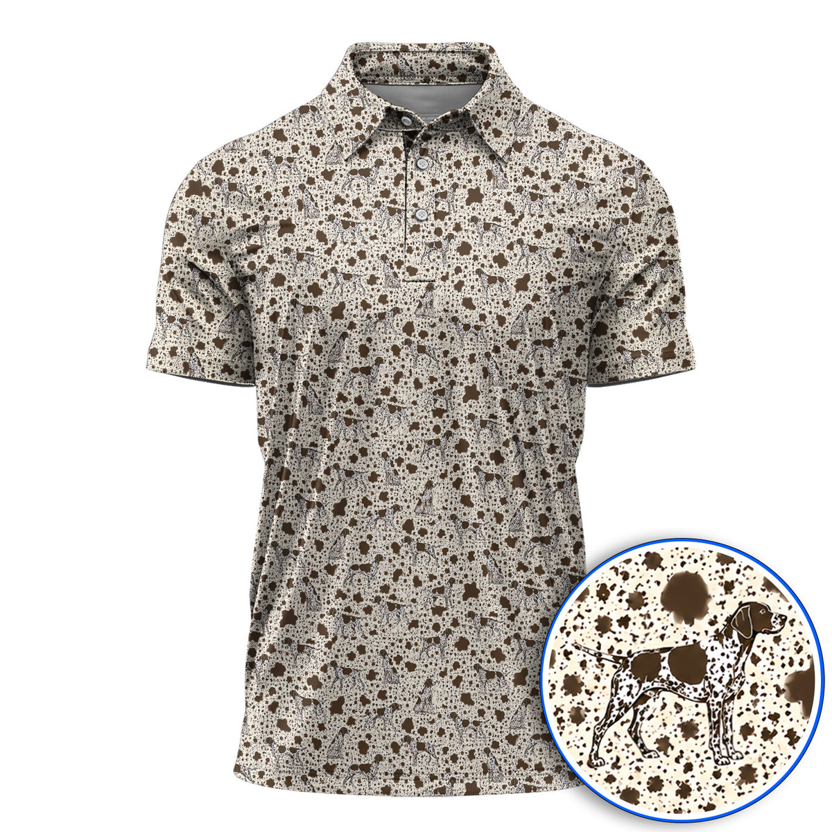 German Shorthaired Pointer Golf Shirt, Pointer Pattern Golf Polos, Crazy Golf Gift For Golfer