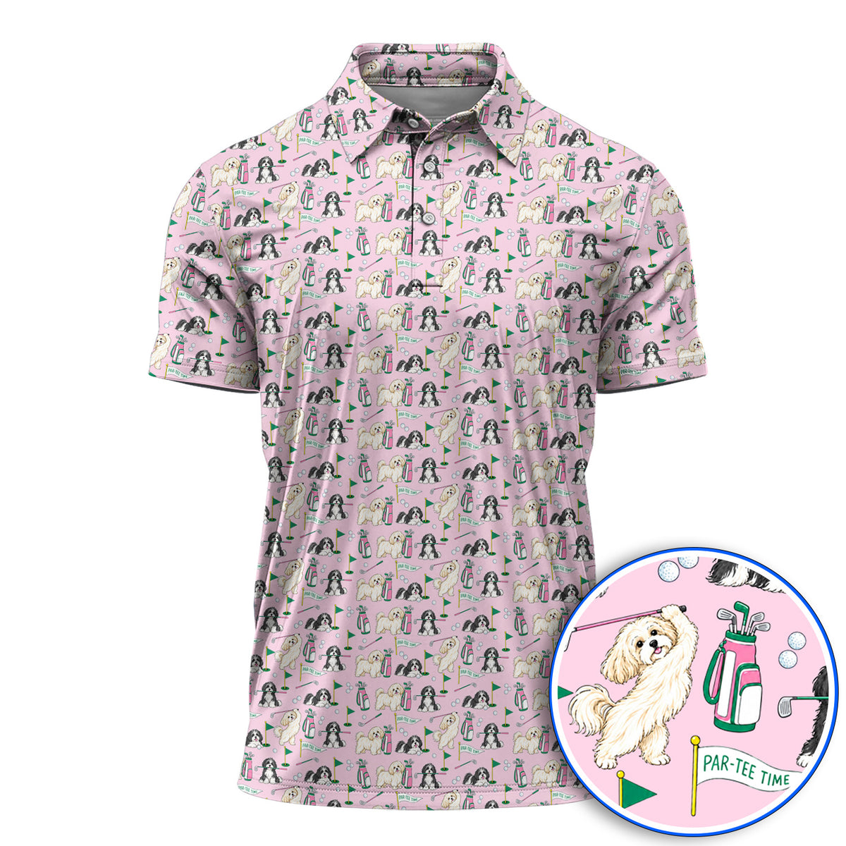 Havanese Pattern Golf Polos, Cute Havanese Golf Shirt, Crazy Golf Gift for Golfer