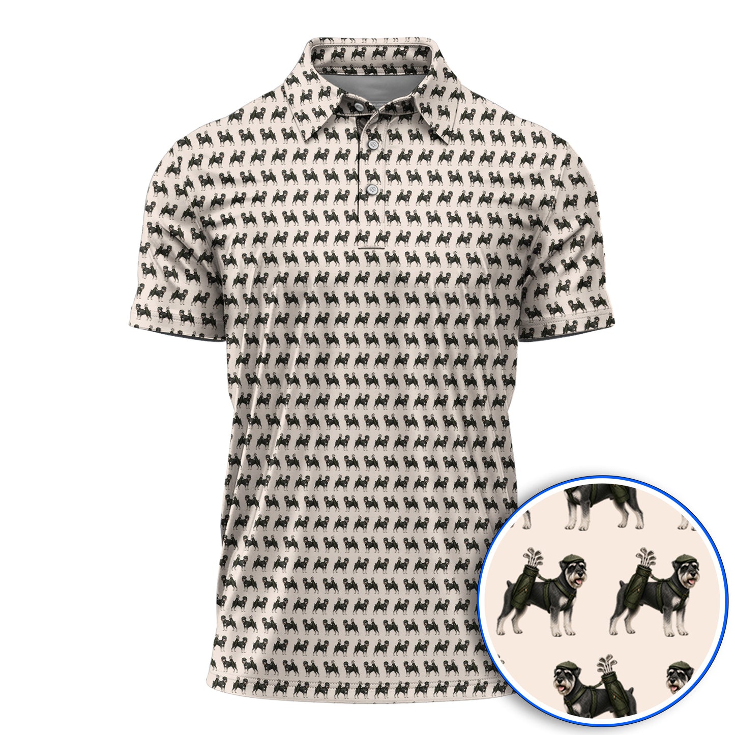 Miniature Schnauzer Golf Cart Shirt, Funny Golf Schnauzer Pattern Golf Polos, Gift For Golf Lovers