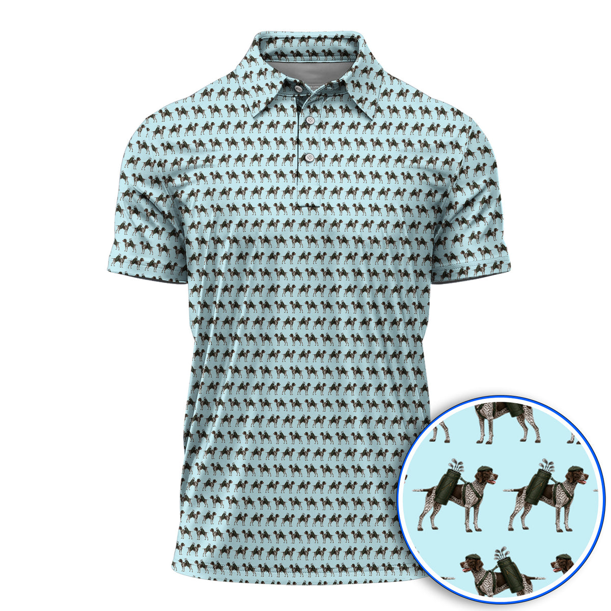 Crazy German Shorthaired Pointer Golf Shirt, Pointer Pattern Golf Polos, Golf Gift For Golfer