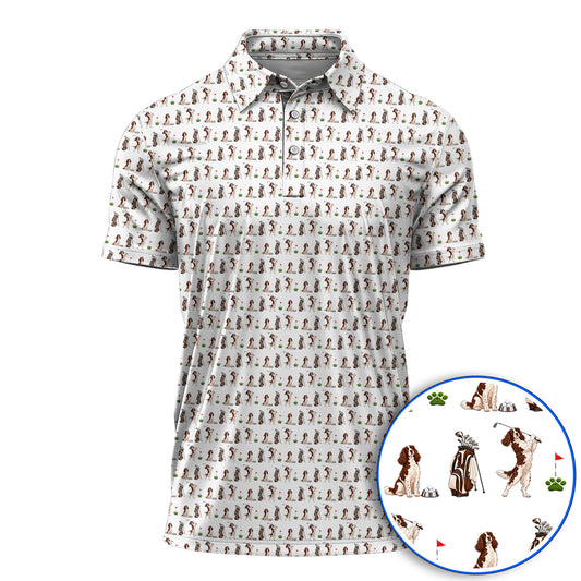 English Springer Spaniel Golf Polos, Funny Pattern Golf Shirt For Dog Lovers, Golf Gift For Golfer