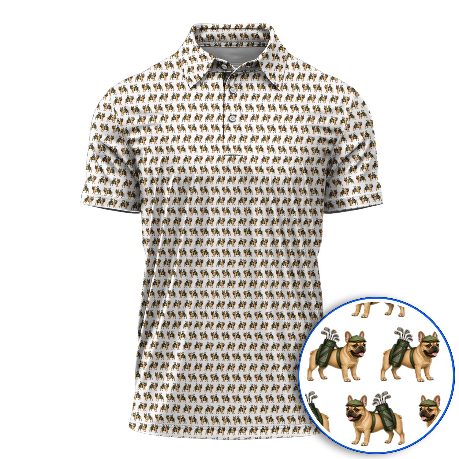 French Bulldog Pattern Golf Polos, Funny Frenchie Dog Shirt, Golf Gift ...