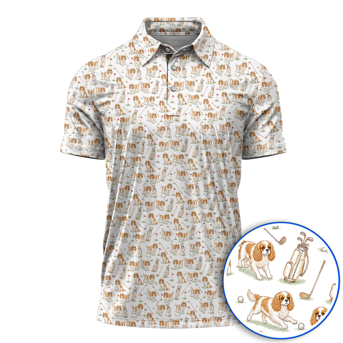 Crazy Cavalier King Charles Spaniel Golf Shirt, Funny Cavalier Golf Polos, Golf Gift For Golfer