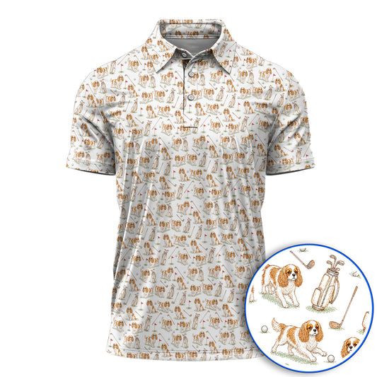 Crazy Cavalier King Charles Spaniel Golf Shirt, Funny Cavalier Golf Polos, Golf Gift For Golfer