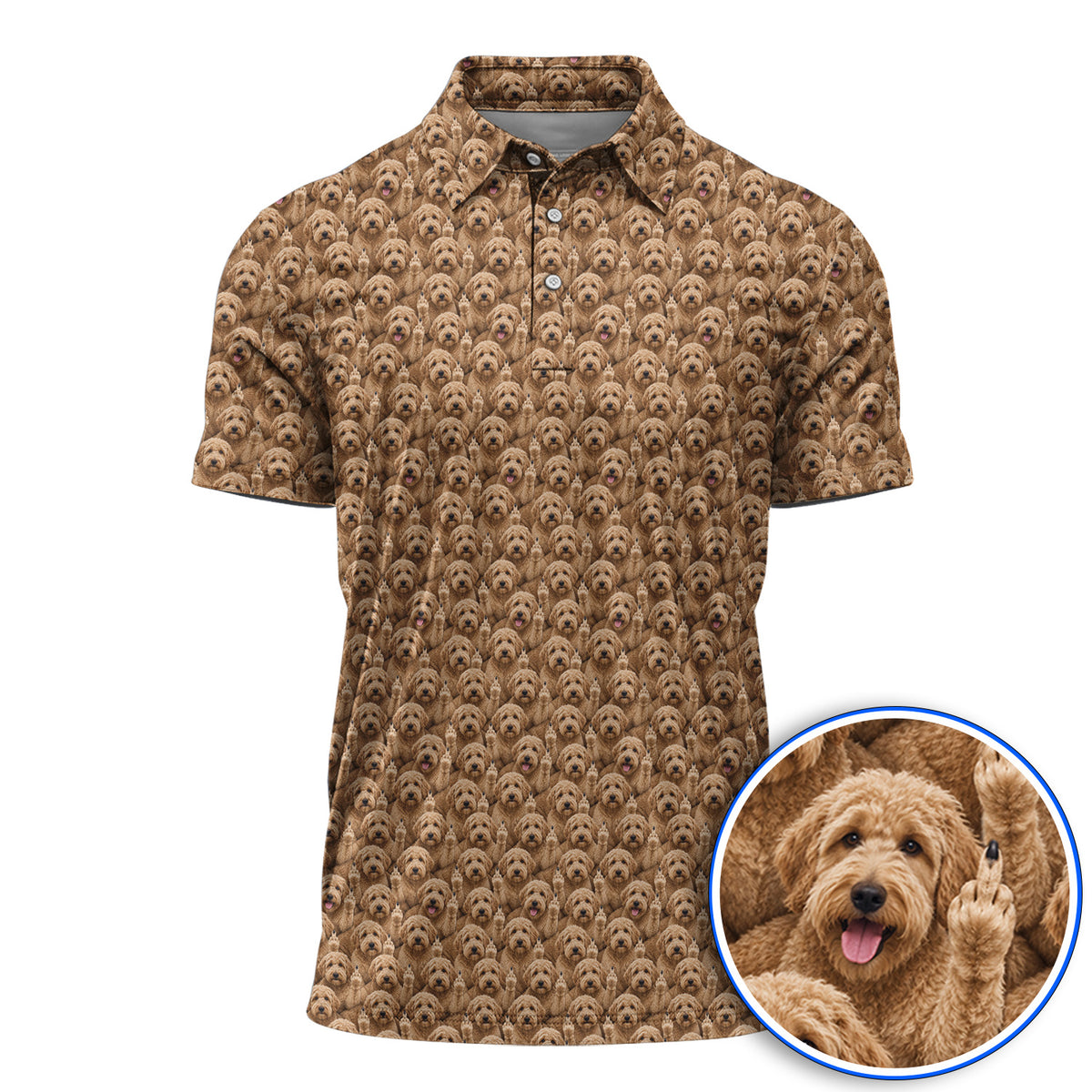 Goldendoodle Golf Polos, Funny Dog Pattern Golf Shirt, Golf Gift For Golfers