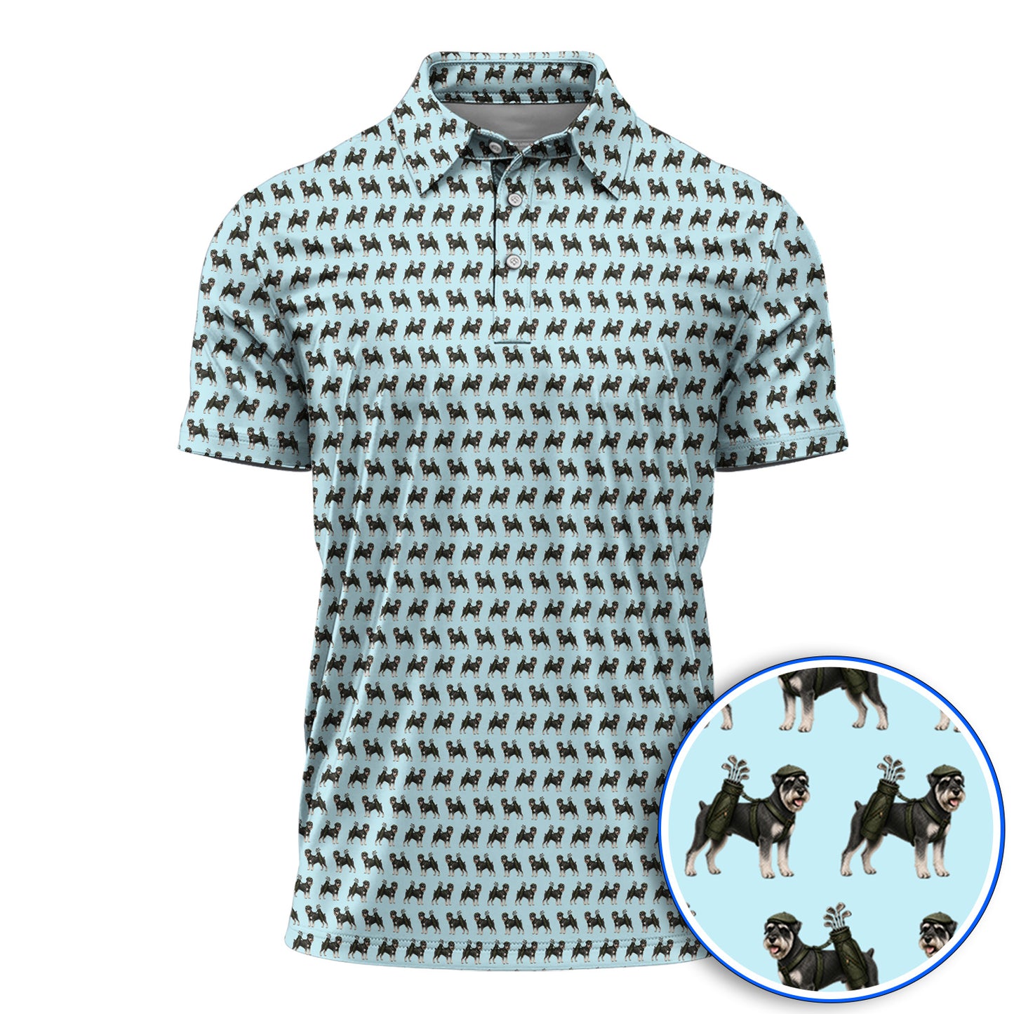 Miniature Schnauzer Golf Cart Shirt, Funny Golf Schnauzer Pattern Golf Polos, Gift For Golf Lovers