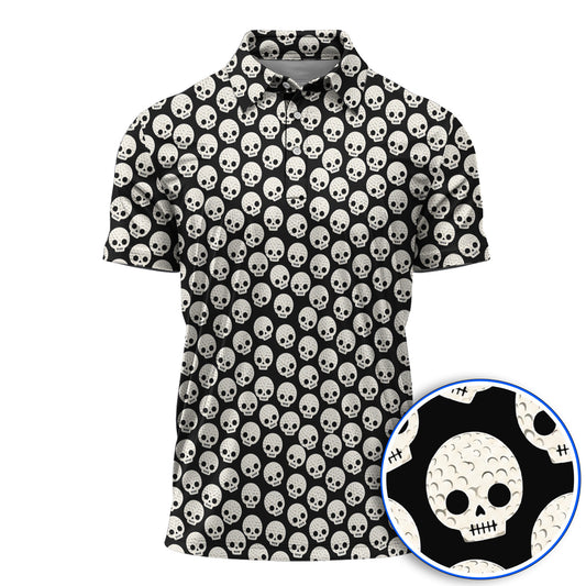 Crazy Skeleton Golf Shirt, Skeleton Pattern Golf Polos, Golf Gift For Golfer
