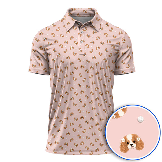 Cavalier King Charles Spaniel Golf Shirt, Funny Cute Cavalier Pattern Golf Polos, Golf Gift For Golfer