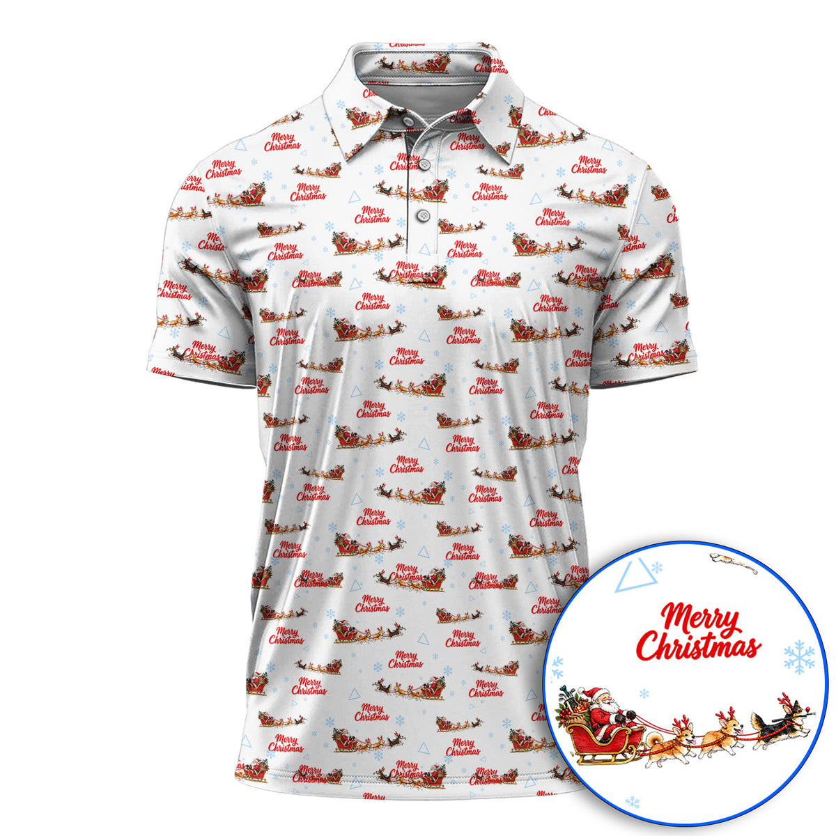 Corgi Christmas Pattern Golf Shirt, Funny Corgi Golf Polos, Xmas Golf Gift For Golfers