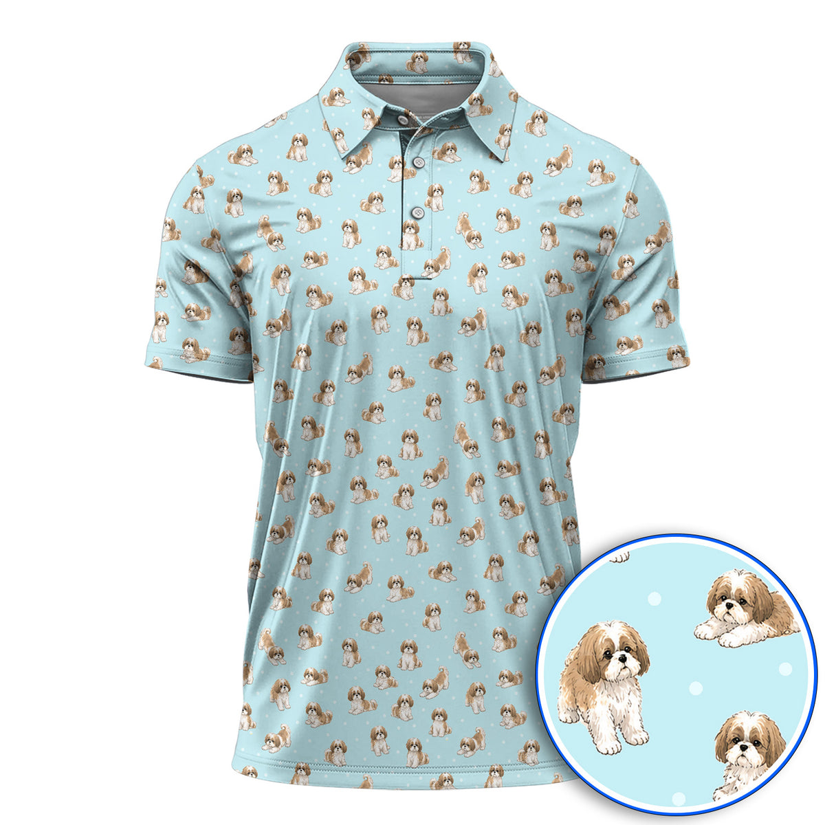 Funny Shih Tzu Golf Shirt, Cute Shih Tzu Pattern Golf Polos, Golf Gift For Golfer