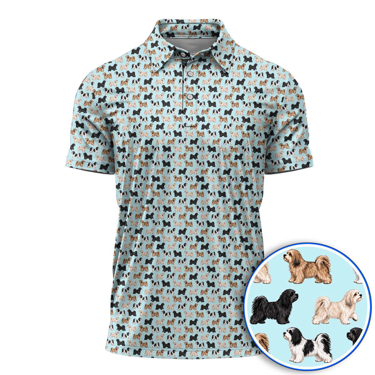 Funny Havanese Golf Polos, Havanese Dog Pattern Golf Shirt, Golf Gift For Golfers