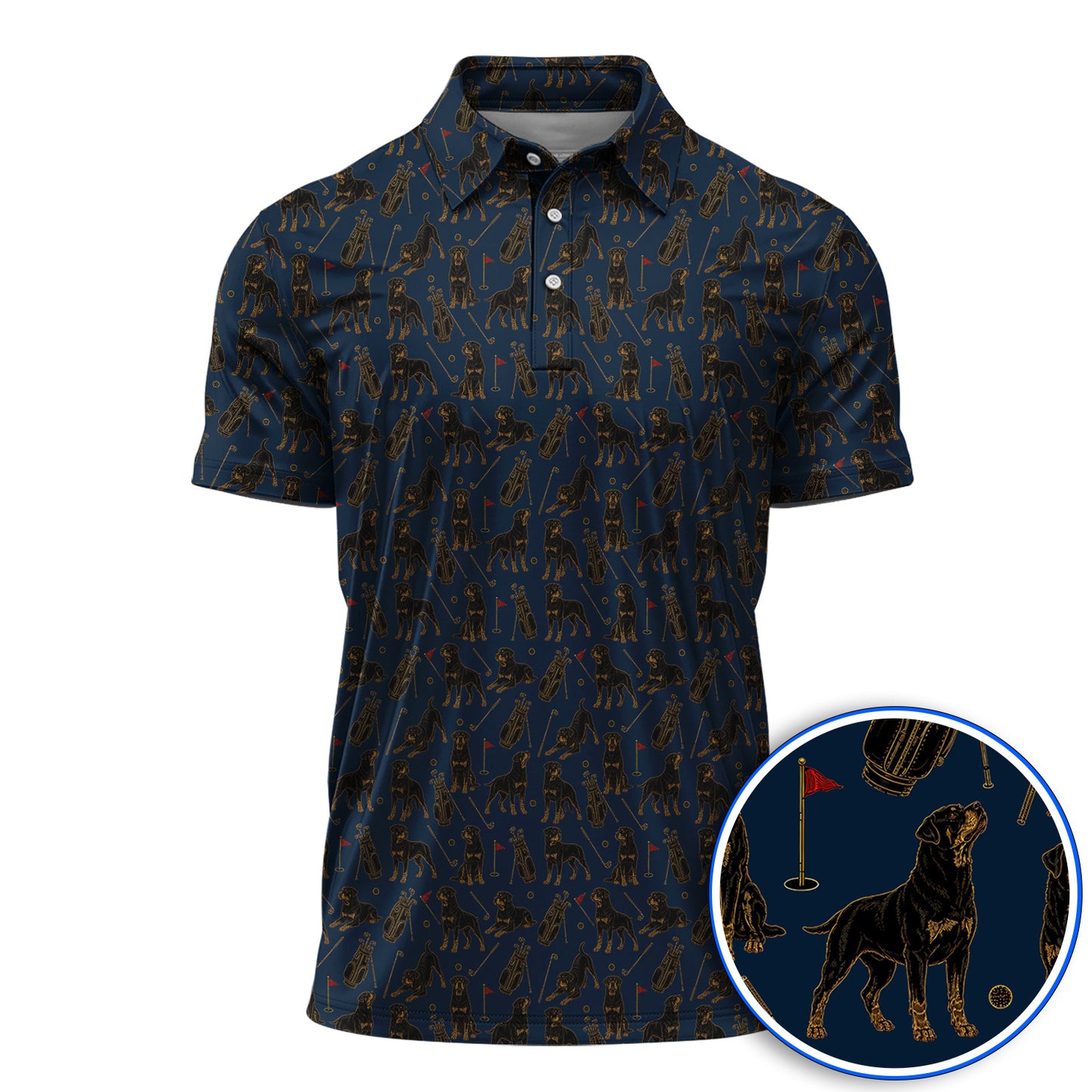 Crazy Rottweiler Golf Polos, Rottweiler Dog Pattern Golf Shirt, Golf Gift For Golfer