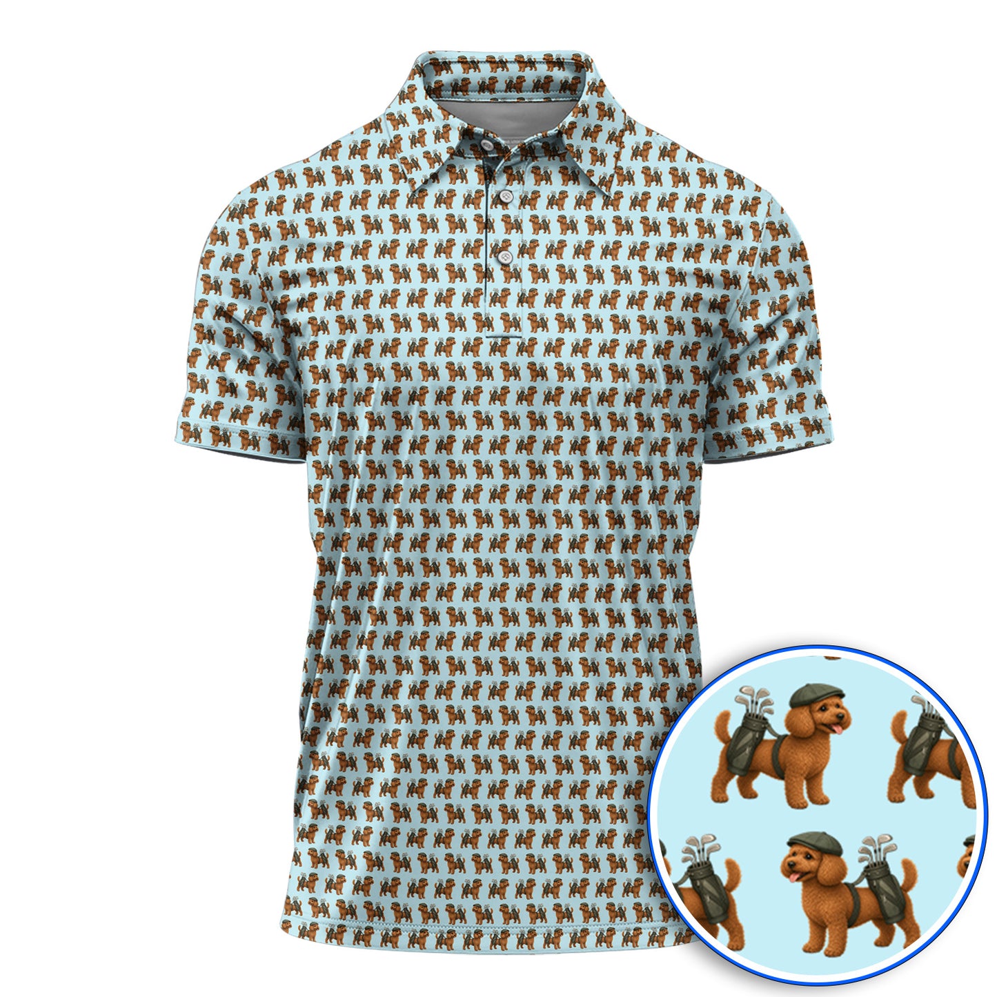 Funny Dog Pattern Golf Shirt, Poodle Golf Polos, Golf Gift For Golfer