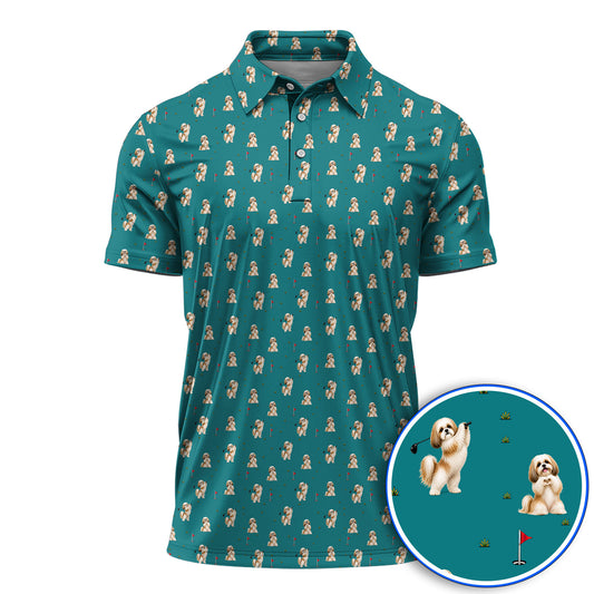Funny Shih Tzu Golf Polos, Cute Shih Tzu Pattern Golf Shirt, Golf Gift For Dog Lovers