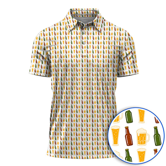 Beer Bottles Golf Polos, Vintage Beer Pattern Golf Shirt, Funny Golf Gift For Golfer