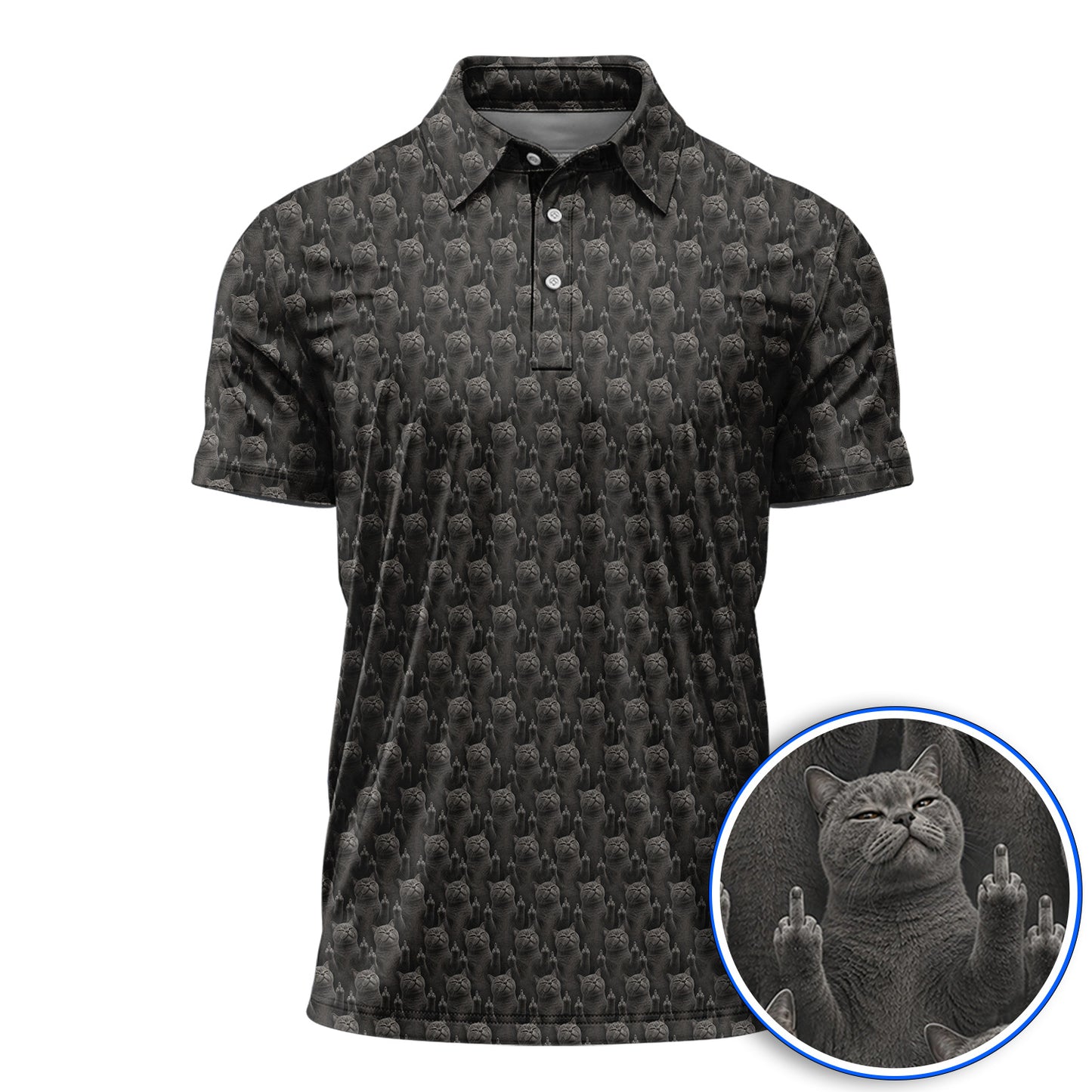 Cat Pattern Golf Polos, Funny Cats Golf Shirt, Cat Lover Golf Shirts