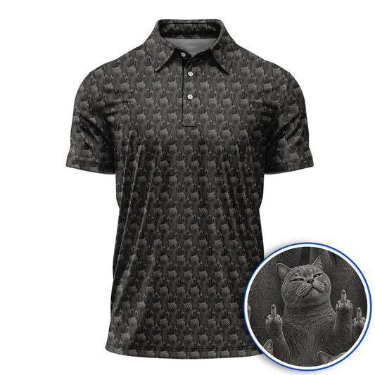 Cat Pattern Golf Polos, Funny Cats Golf Shirt, Cat Lover Golf Shirts