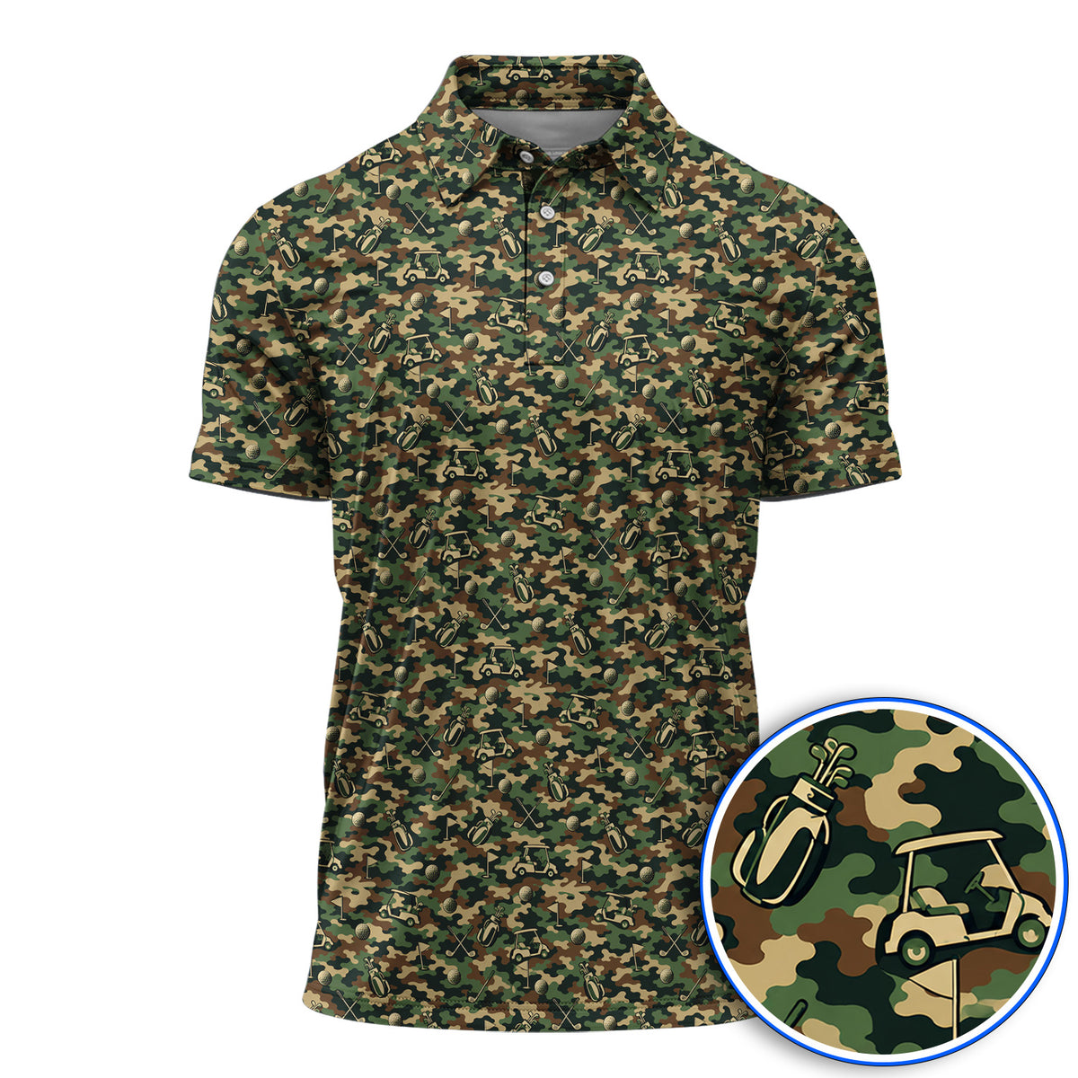 Veteran Golf Polos, Camo Pattern Golf Shirt, Crazy Golf Gift For Golfers