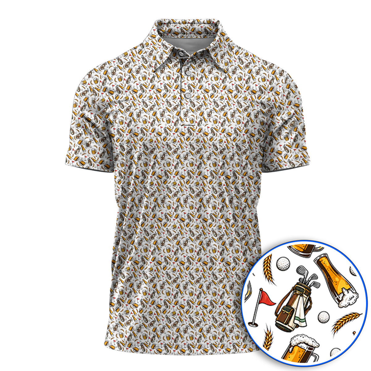 Pattern Golf And Beer Polos, Funny Golf Shirt, Golf Shirts For Golfer