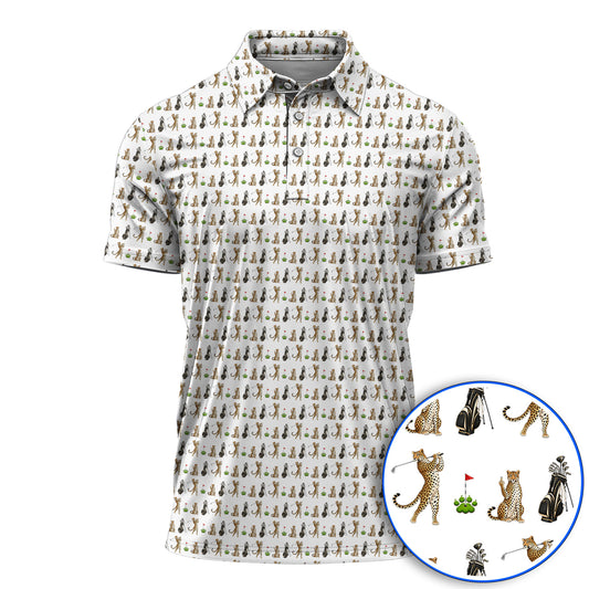 Leopard Pattern Golf Polos, Funny Pattern Golf Shirt, Golf Gift For Golfers