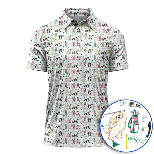 Havanese Pattern Golf Polos, Cute Havanese Golf Shirt, Crazy Golf Gift for Golfer