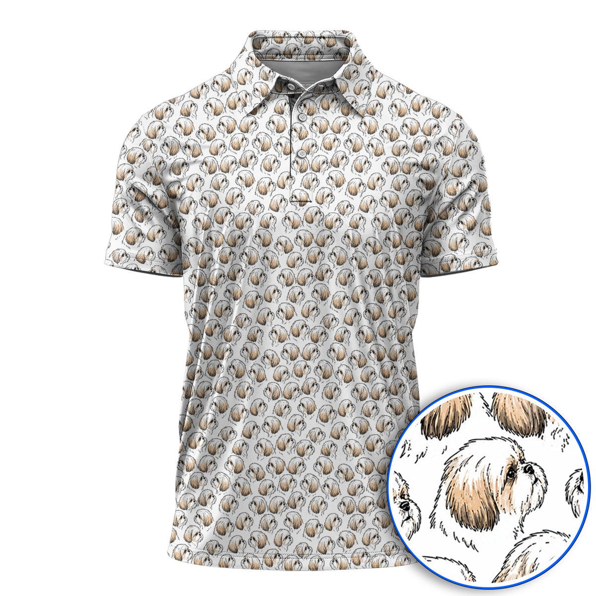 Shih Tzu Golf Shirt, Cute Shih Tzu Pattern Golf Polos, Crazy Golf Gift For Dog Lover