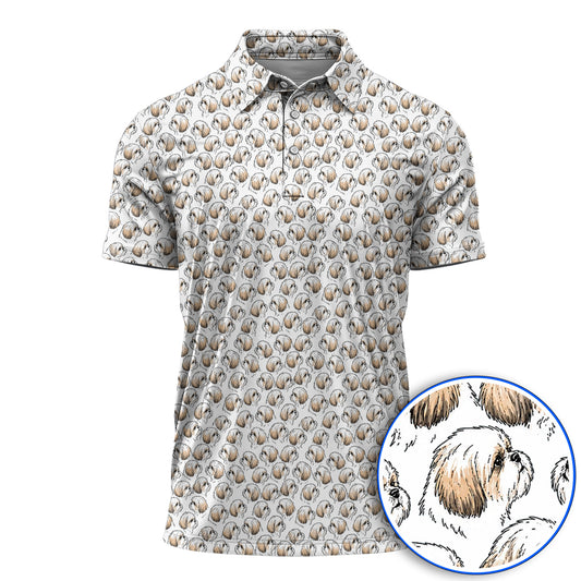 Shih Tzu Golf Shirt, Cute Shih Tzu Pattern Golf Polos, Crazy Golf Gift For Dog Lover