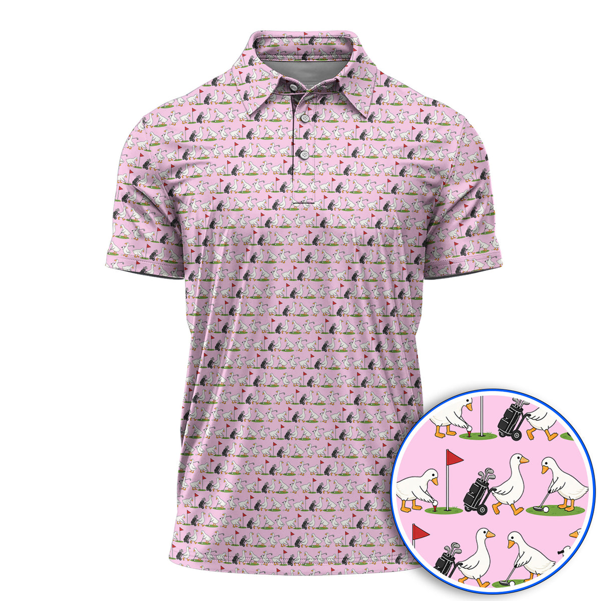 Cute Goose Golf Pattern Polos, Goose Golf Shirt, Crazy Golf Gift for Golfers