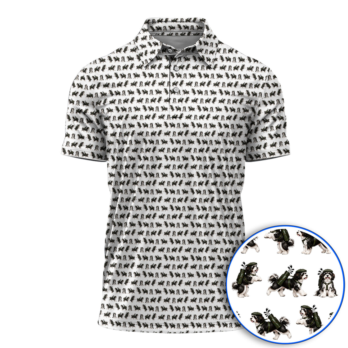 Havanese Pattern Golf Polos, Funny Havanese Golf Shirt, Golf Gift for Golfers
