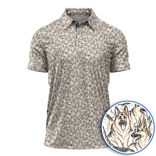 German Shepherd Golf Shirt, Crazy German Pattern Golf Polos, Golf Gift For Golfers