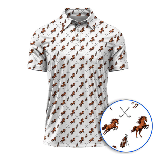 American Quarter Horse Golf Polos, Horse Pattern Golf Shirt for Equestrian Lovers, Western Horse Golf Gift for Golfers