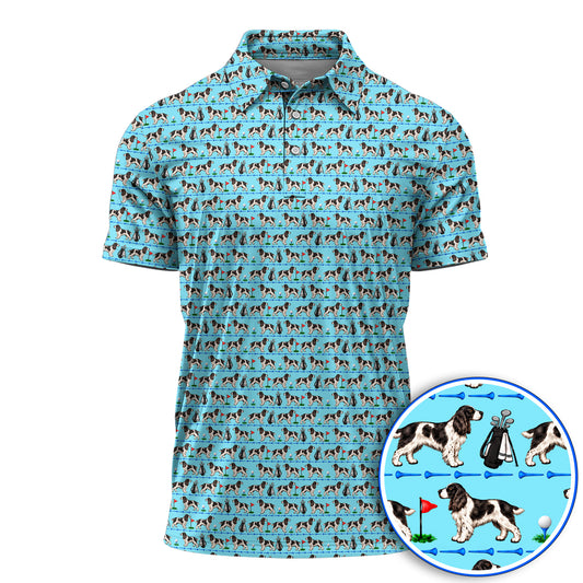 English Springer Spaniel Golf Polos, Crazy Pattern Golf Shirt For Dog Lovers, Golf Gift For Golfer