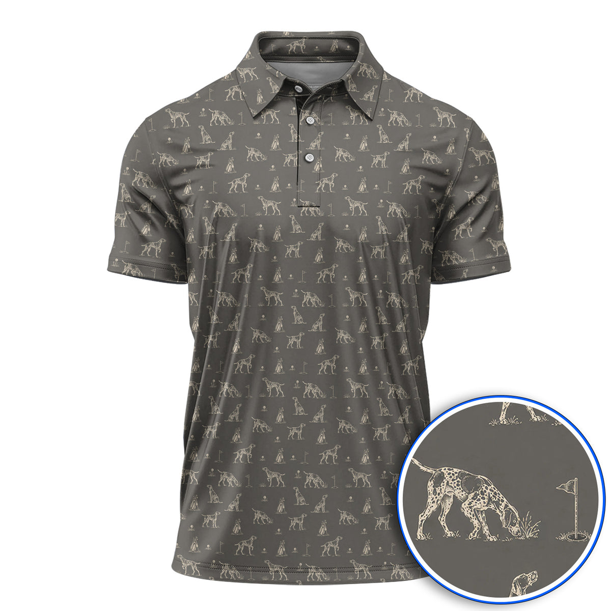 German Shorthaired Pointer Golf Shirt, Crazy Pointer Pattern Golf Polos, Golf Gift For Golfer