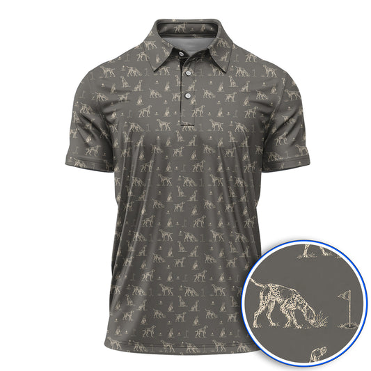 German Shorthaired Pointer Golf Shirt, Crazy Pointer Pattern Golf Polos, Golf Gift For Golfer