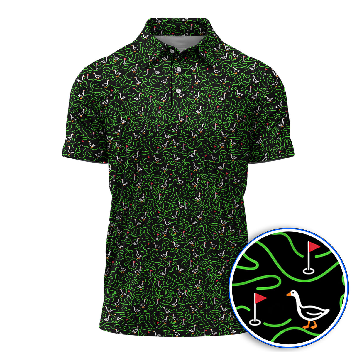 Goose Pattern Golf Shirt, Funny Goose & Golf Polos, Golf Gift For Golfer