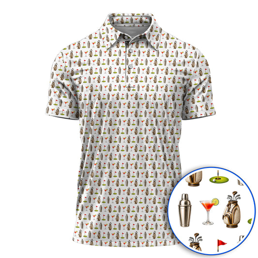 Golf & Cocktails Golf Polos, Martini Lover Golf Apparel, Funny Golf Shirt For Golfer