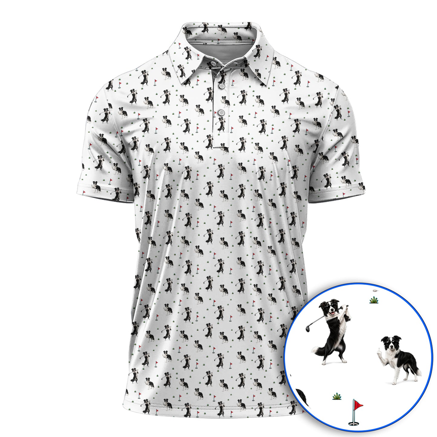 Border Collie Golf Polos, Border Collie Pattern Golf Shirt For Golfer, Funny Golf Gift For Dog Lover