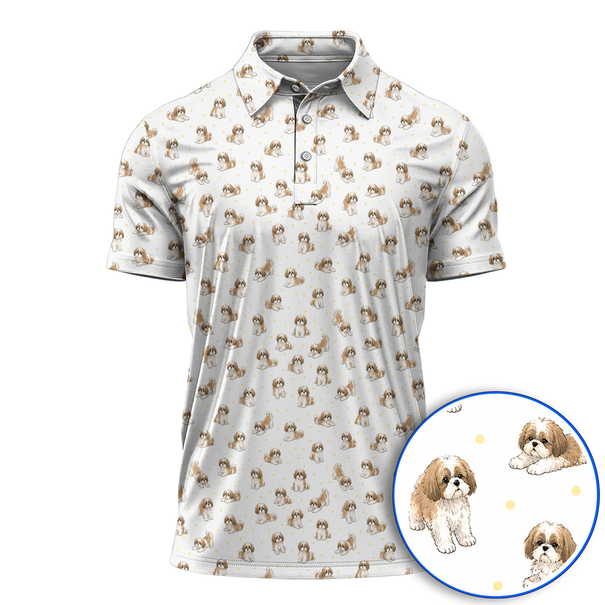 Funny Shih Tzu Golf Shirt, Cute Shih Tzu Pattern Golf Polos, Golf Gift For Golfer