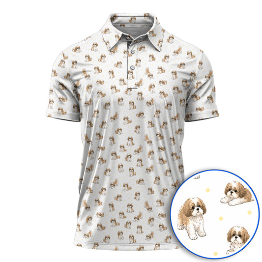 Funny Shih Tzu Golf Shirt, Cute Shih Tzu Pattern Golf Polos, Golf Gift For Golfer