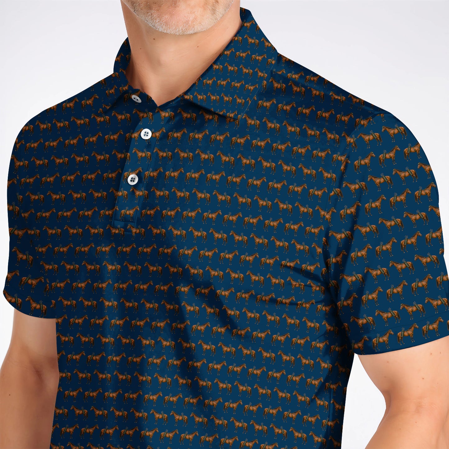 American Quarter Horse Golf Shirt, Crazy Horse Pattern Golf Polos, Western Horse Gift for Golfers