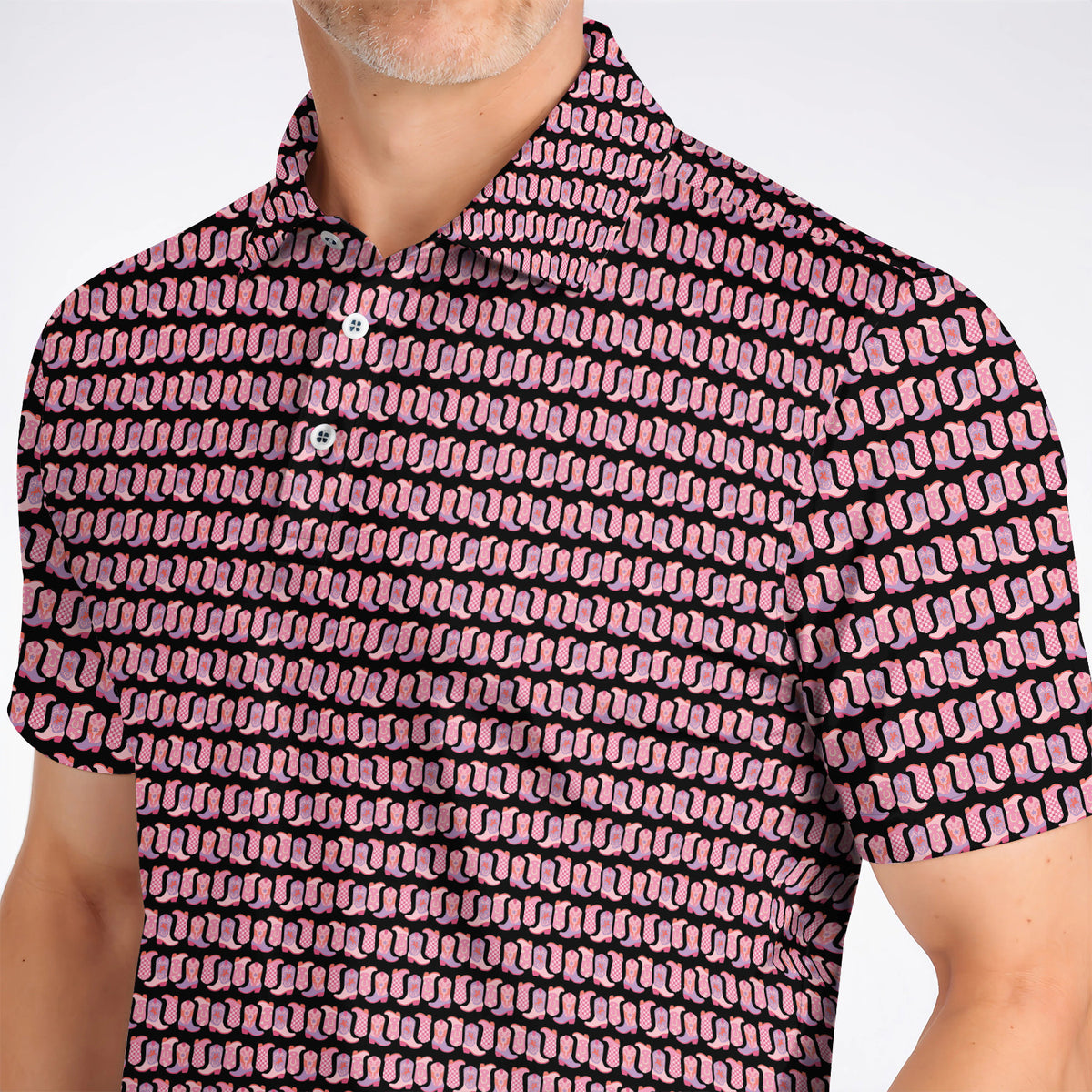Pink Cowgirl Golf Polos, Western Cowboy Boots Pattern Golf Shirt, Crazy Golf Gift For Golfers
