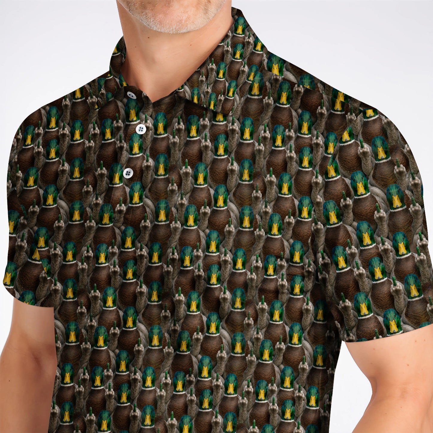 Funny Mallard Duck Pattern Polos, Rebel Duck Hunting Golf Shirt, Golf Gift For Golfer