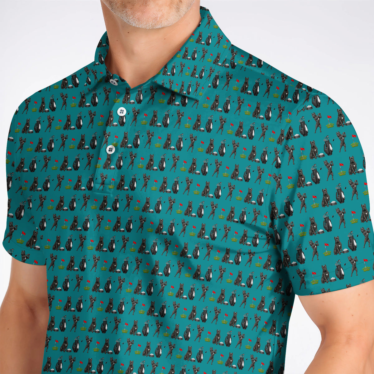 Cane Corso Golf Polos, Black Cane Corso Golf Pattern Shirt for Dog Lovers, Funny Golf Gift for Golfers