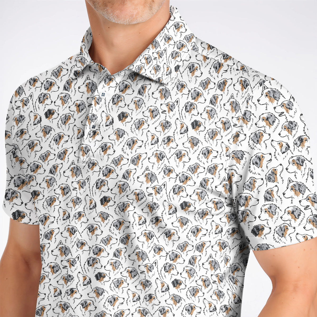 Australian Shepherd Golf Polos, Aussie Dog Pattern Golf Shirt, Golf Gift For Golfer