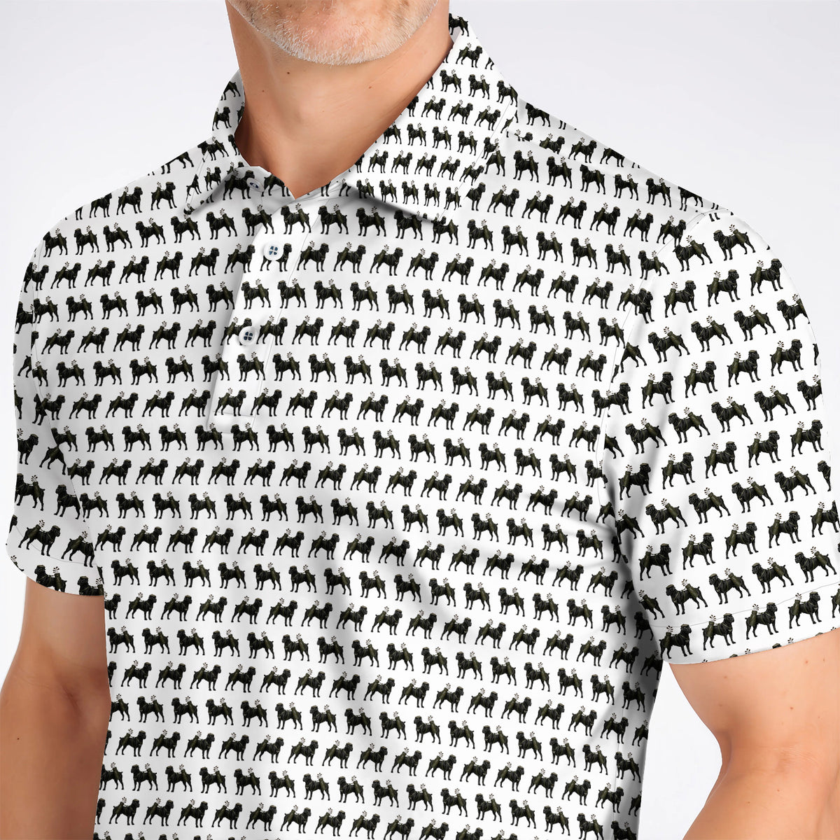 Cane Corso Pattern Golf Polos, Black Cane Corso Golf Shirt for Dog Lovers, Crazy Golf Gift for Golfers
