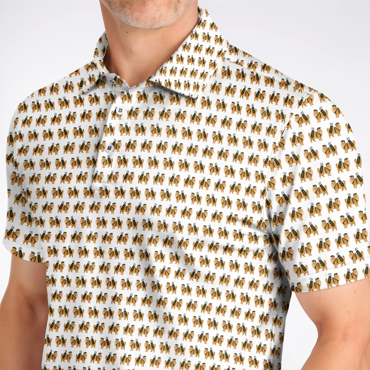 Ginger Long Hair Cat Golf Polos, Cute Orange Cat Pattern Golf Shirt for Cat Lovers, Golf Gift for Long Haired Cat Owners