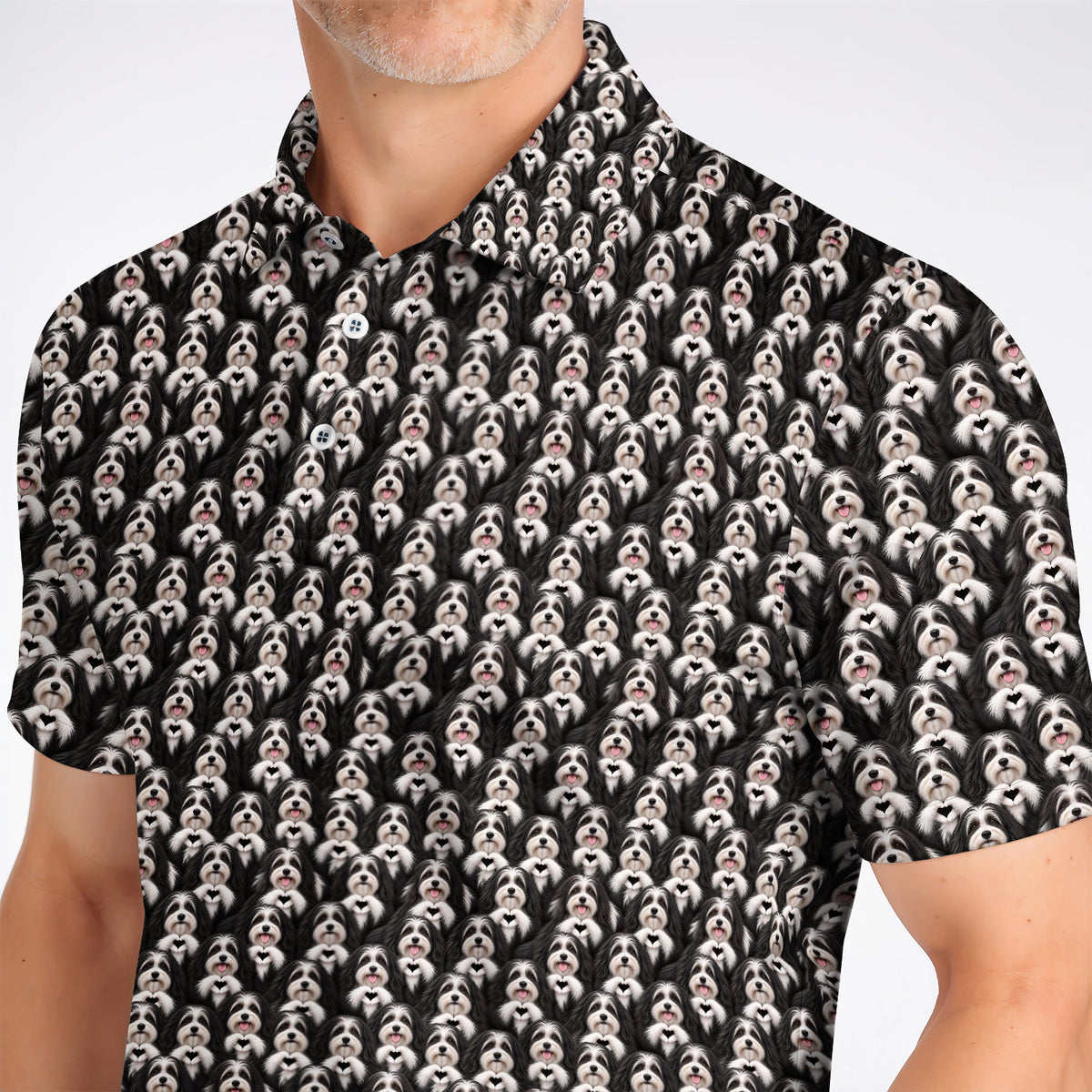 Havanese Dog Pattern Golf Polos, Cute Havanese Lover Golf Shirt, Funny Dog Golf Gift For Golfers